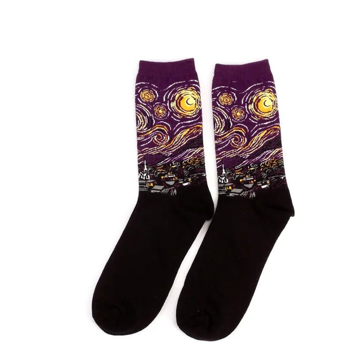 Hot Dropshipping Autumn winter Retro Women New Art Van Gogh Mural World Famous Oil Painting Series Men Socks Funny Socks - Bivakshop