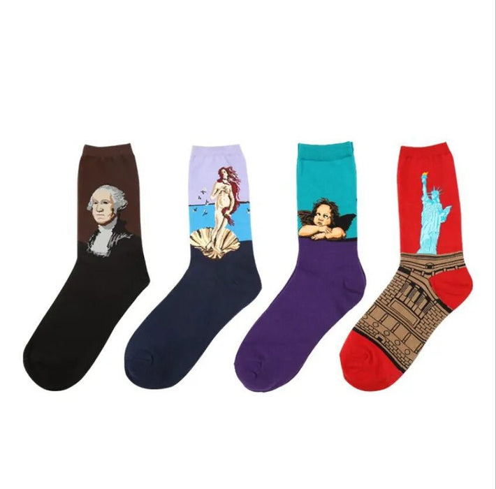 Hot Dropshipping Autumn winter Retro Women New Art Van Gogh Mural World Famous Oil Painting Series Men Socks Funny Socks - Bivakshop