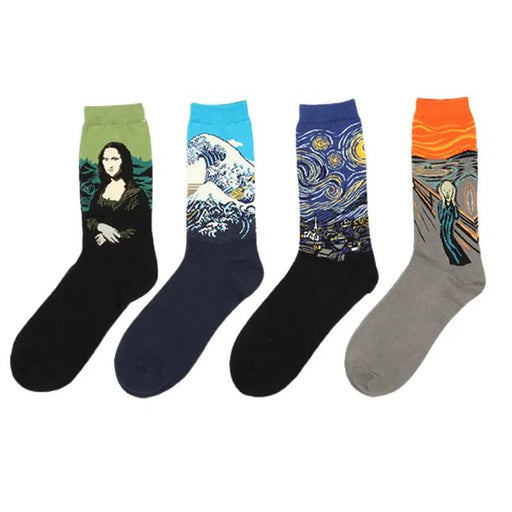 Hot Dropshipping Autumn winter Retro Women New Art Van Gogh Mural World Famous Oil Painting Series Men Socks Funny Socks - Bivakshop
