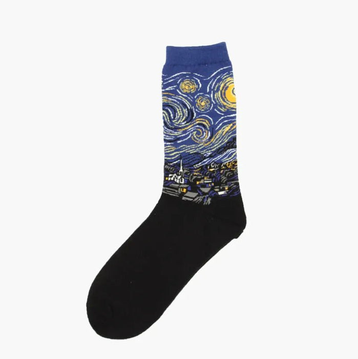 Hot Dropshipping Autumn winter Retro Women New Art Van Gogh Mural World Famous Oil Painting Series Men Socks Funny Socks - Bivakshop