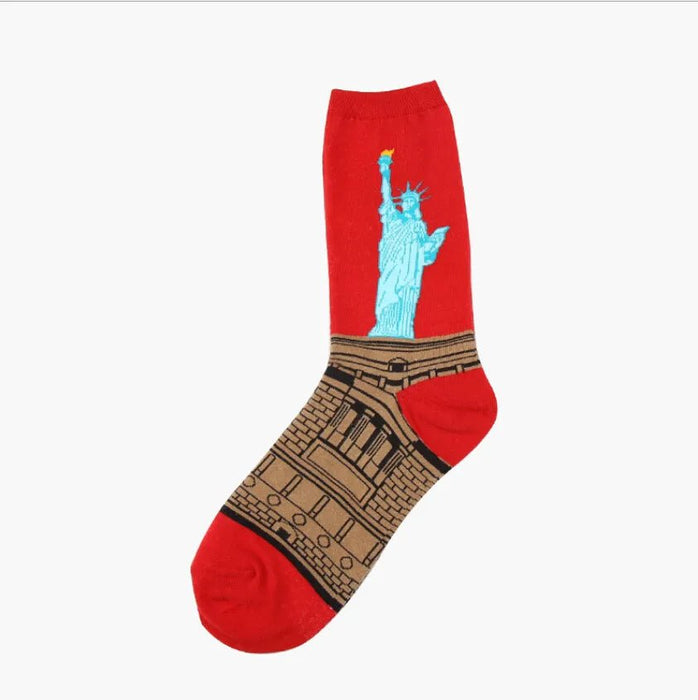 Hot Dropshipping Autumn winter Retro Women New Art Van Gogh Mural World Famous Oil Painting Series Men Socks Funny Socks - Bivakshop
