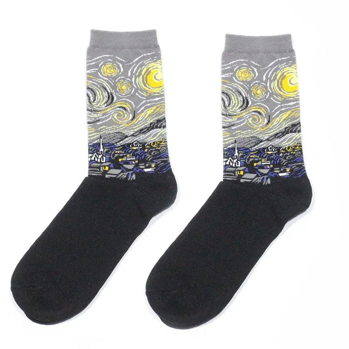 Hot Dropshipping Autumn winter Retro Women New Art Van Gogh Mural World Famous Oil Painting Series Men Socks Funny Socks - Bivakshop