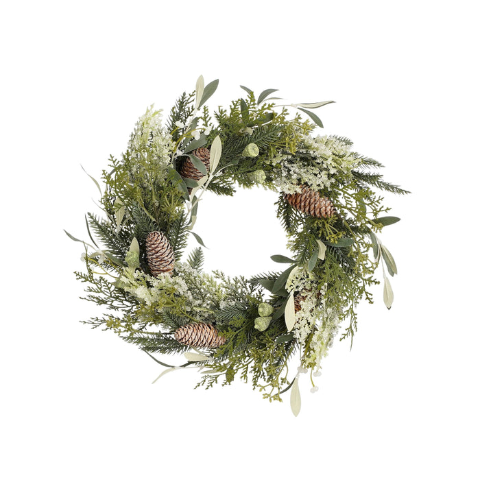 House of Seasons – Kerstkrans ‘Alva’ Ø40 cm – Groen met Dennenappels - Bivakshop
