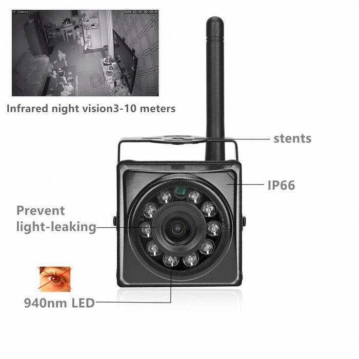 HQCAM Mini IP Camera - Waterdicht IP66 - IR nachtzicht - Wifi - Bewegingsdetectie - Bivakshop