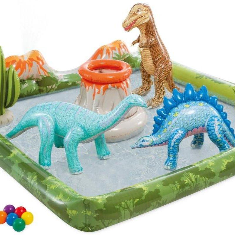 Huismerk - Zwembad speelcentrum - Jurassic adventure dino thema met watersproeier - Bivakshop