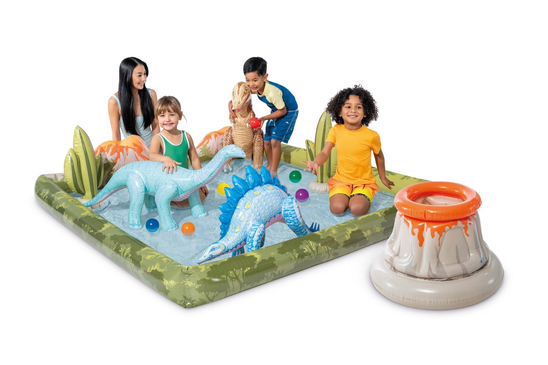 Huismerk - Zwembad speelcentrum - Jurassic adventure dino thema met watersproeier - Bivakshop