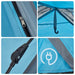 Instant Koepeltent Blauw – Snelontgrendeling – Waterdicht & Snelle Opzet – 2 of 3 Personen - Bivakshop