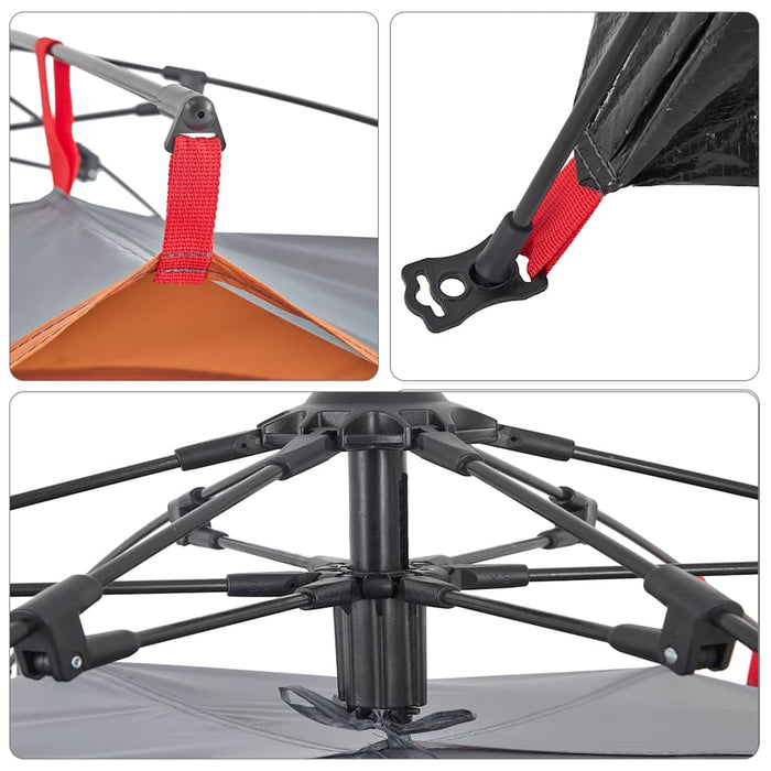 Instant Koepeltent – Grijs/Oranje – Snelontgrendeling – 2 - 3 Personen - Bivakshop