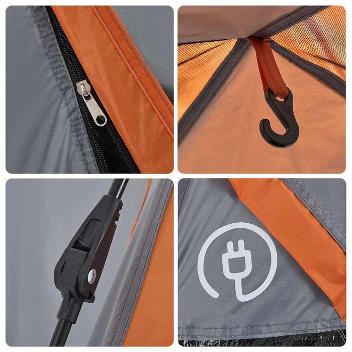 Instant Koepeltent – Grijs/Oranje – Snelontgrendeling – 2 - 3 Personen - Bivakshop