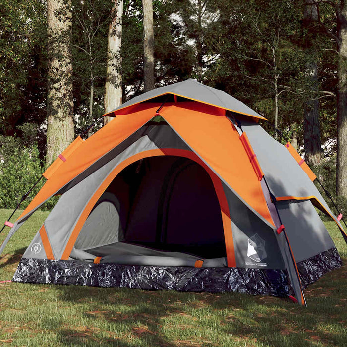 Instant Koepeltent – Grijs/Oranje – Snelontgrendeling – 3, 4 of 5 Personen - Bivakshop