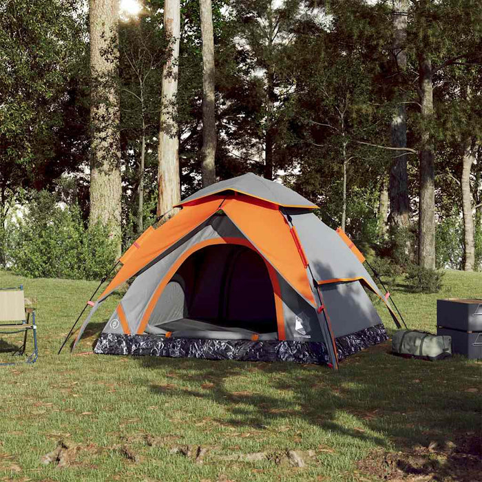 Instant Koepeltent – Grijs/Oranje – Snelontgrendeling – 3, 4 of 5 Personen - Bivakshop