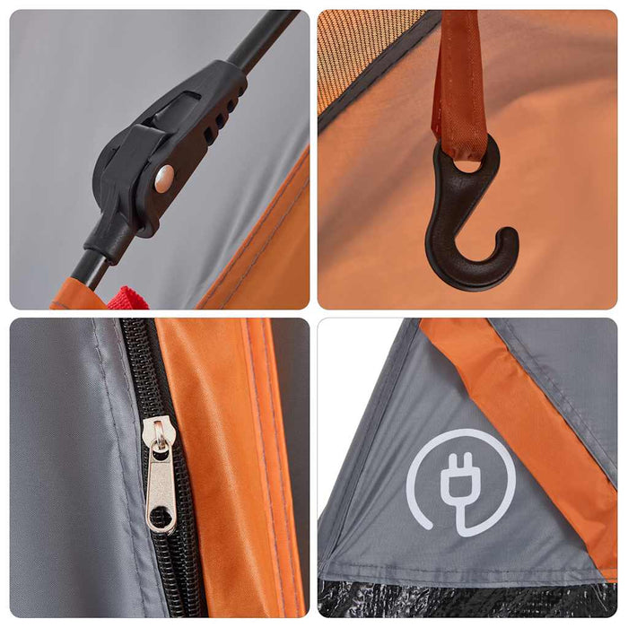 Instant Koepeltent – Grijs/Oranje – Snelontgrendeling – 3, 4 of 5 Personen - Bivakshop