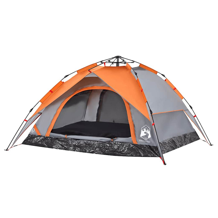 Instant Koepeltent – Grijs/Oranje – Snelontgrendeling – 3, 4 of 5 Personen - Bivakshop