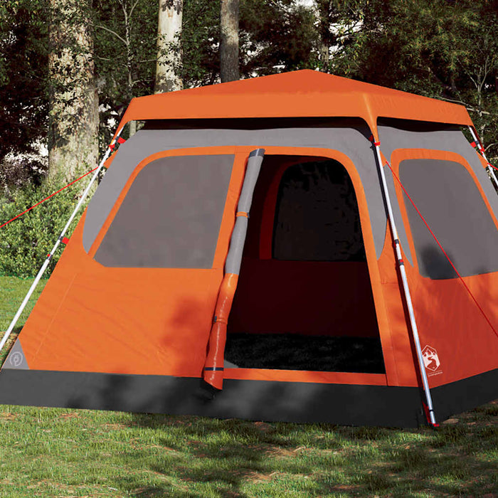 Instant Koepeltent Grijs/Oranje – Snelontgrendeling – 4, 6 of 8 Personen - Bivakshop