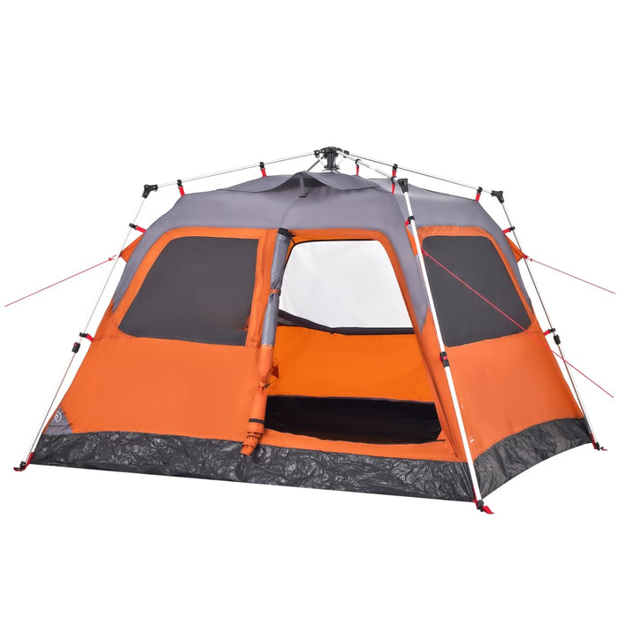 Instant Koepeltent Grijs/Oranje – Snelontgrendeling – 4, 6 of 8 Personen - Bivakshop