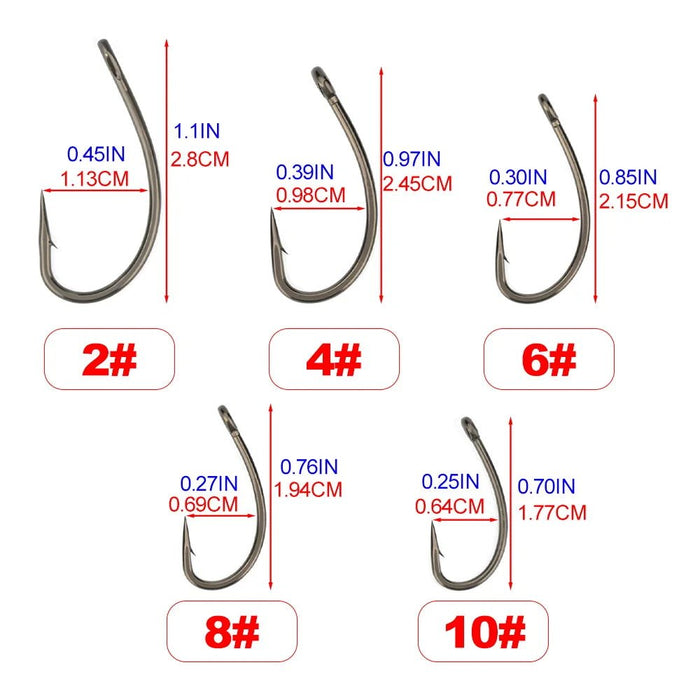 Karper Haken 100 stuks – RVS High Carbon Vishaak met weerhaak en oog - Bivakshop