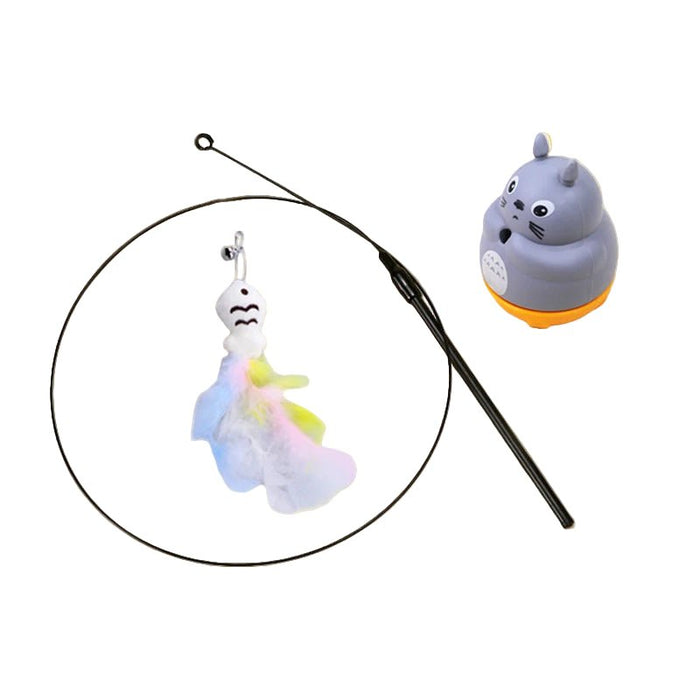 Kattenspeelhengel – Met veer & draaimechanisme – Leuk interactief katten speelgoed - Bivakshop