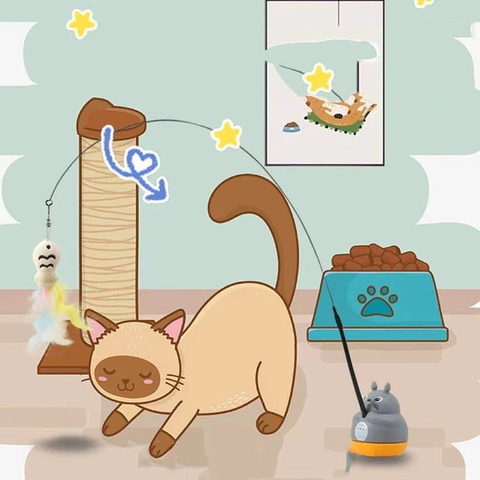Kattenspeelhengel – Met veer & draaimechanisme – Leuk interactief katten speelgoed - Bivakshop