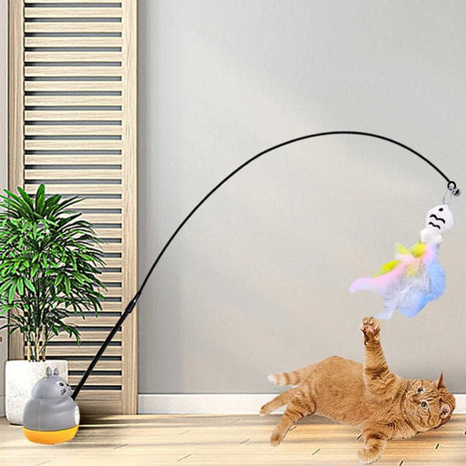 Kattenspeelhengel – Met veer & draaimechanisme – Leuk interactief katten speelgoed - Bivakshop