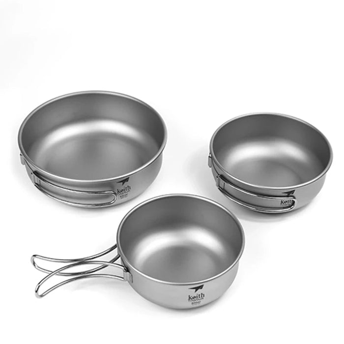 Keith titanium opvouwbare kom met handvat - Lichtgewicht buitenservies - 3 maten verkrijgbaar - Bivakshop