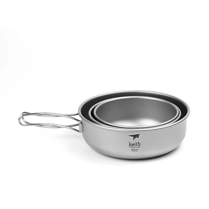 Keith titanium opvouwbare kom met handvat - Lichtgewicht buitenservies - 3 maten verkrijgbaar - Bivakshop