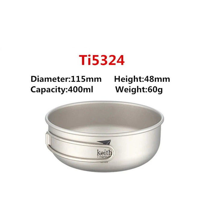 Keith titanium opvouwbare kom met handvat - Lichtgewicht buitenservies - 3 maten verkrijgbaar - Bivakshop