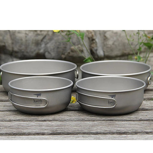 Keith titanium opvouwbare kom met handvat - Lichtgewicht buitenservies - 3 maten verkrijgbaar - Bivakshop