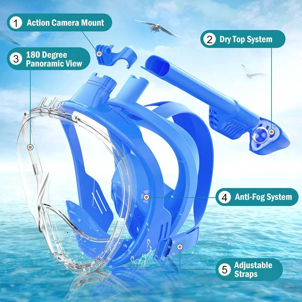 Kinderen volledige gezicht - Snorkelmasker - Met afneembare camera montage - Bivakshop