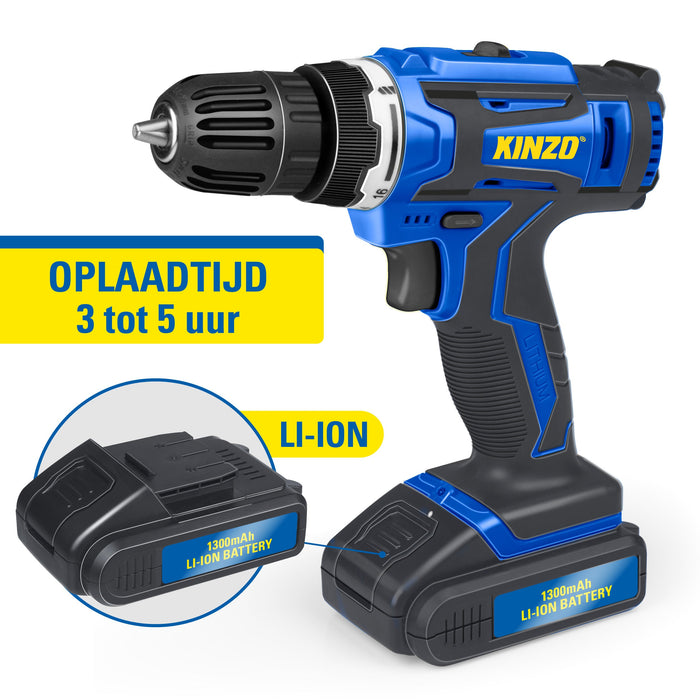 Kinzo - Accuboormachine 14.4V – Draadloos & Krachtig – Inclusief Snelspanboorkop - Bivakshop
