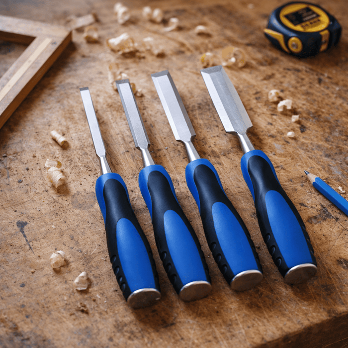 Kinzo - Beitel Set 4 Stuks – Professionele Houtbeitels – Gehard Staal met Ergonomische Grip - Bivakshop