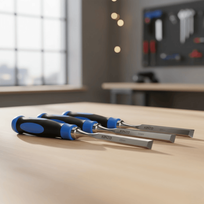 Kinzo - Beitel Set 4 Stuks – Professionele Houtbeitels – Gehard Staal met Ergonomische Grip - Bivakshop