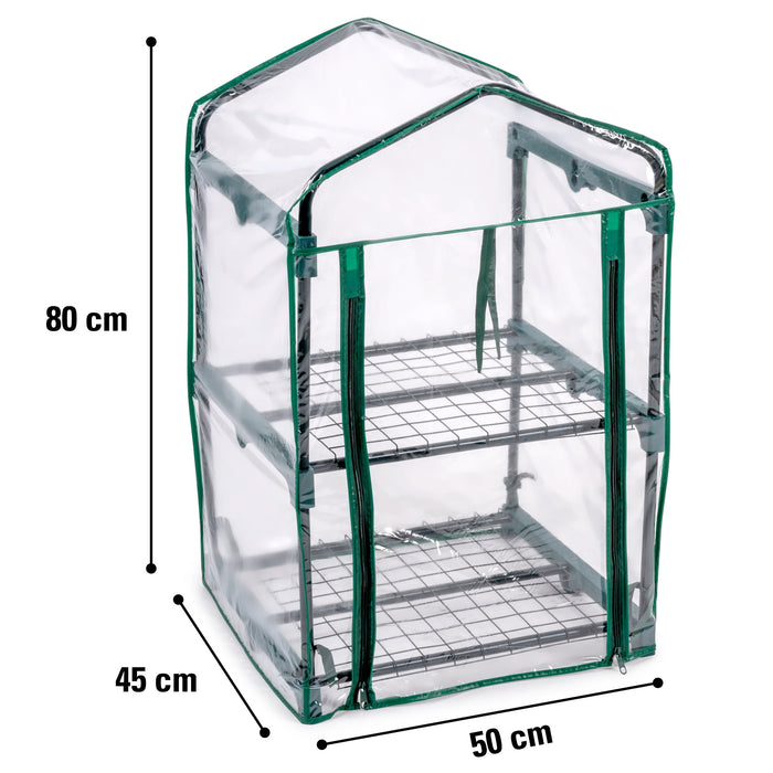 Kinzo – Broeikas met 2 etages – Weerbestendig – Compact kweekkasmodel (80 x 50 x 45 cm) - Bivakshop