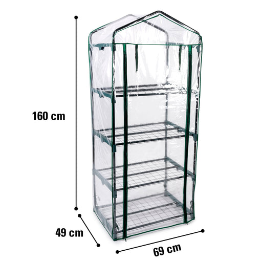 Kinzo - Groeikast met 4 Niveaus – 69 x 49 x 160 cm – Compacte Verticale Kweekkas - Bivakshop