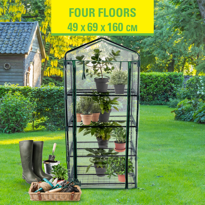 Kinzo - Groeikast met 4 Niveaus – 69 x 49 x 160 cm – Compacte Verticale Kweekkas - Bivakshop