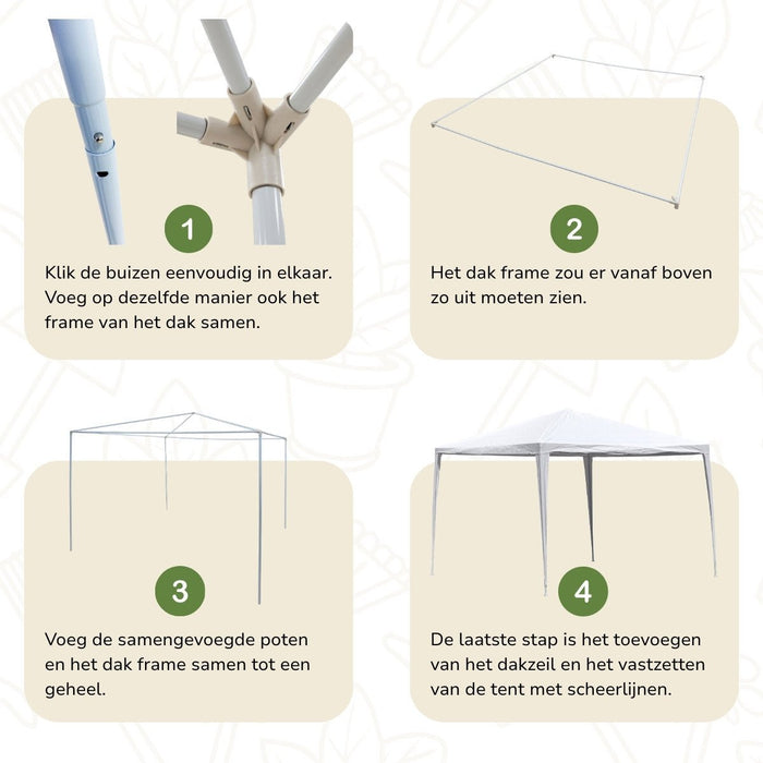 Kinzo - Partytent – 3 x 3 x 2,5 m – Ruim & Weerbestendig - Bivakshop