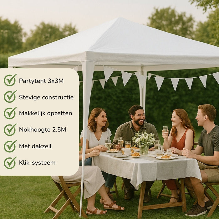 Kinzo - Partytent – 3 x 3 x 2,5 m – Ruim & Weerbestendig - Bivakshop