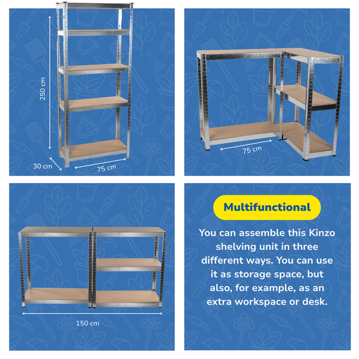 Kinzo - Stellingkast 5 - Lagen – Stevig & Ruimtebesparend – Universeel Opbergrek - Bivakshop