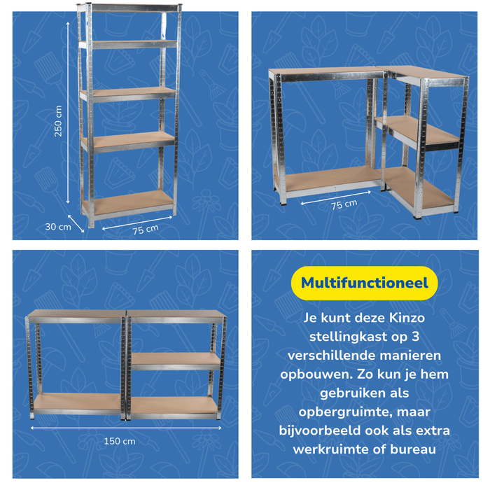 Kinzo - Stellingkast 5 - Lagen – Stevig & Ruimtebesparend – Universeel Opbergrek - Bivakshop