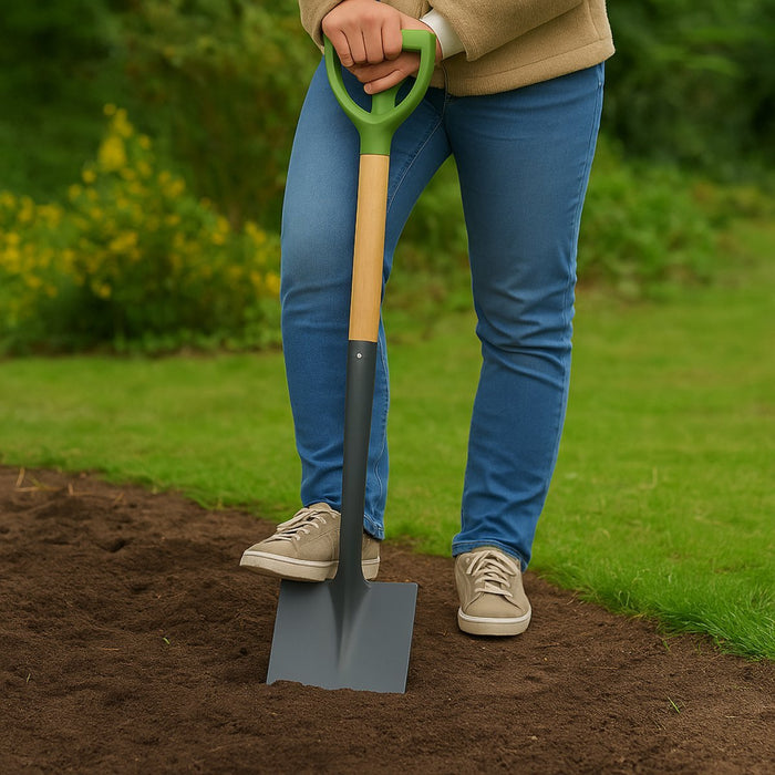 Kinzo - Tuinspade – Robuust stalen blad – Ergonomische houten steel (105 cm) - Bivakshop