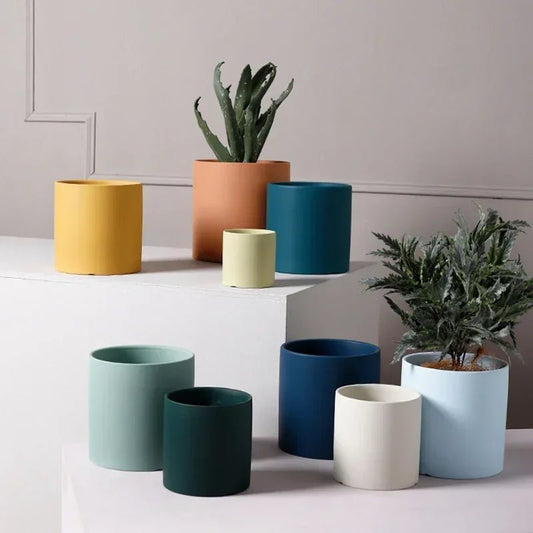 Kleurrijke keramische Bloempot - Succulente plantenbak in Scandinavische stijl - Met drainagegaten - Bivakshop