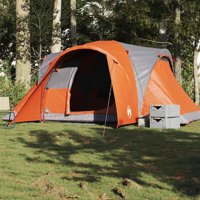 Koepeltent – 6 - persoons tent – Waterdicht – Grijs en oranje - Bivakshop