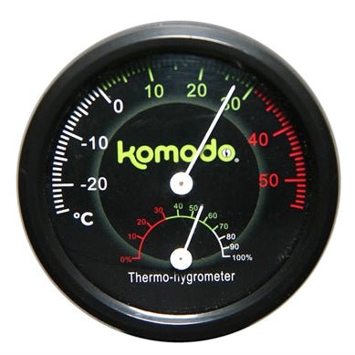 Komodo - Thermometer/Hygrometer Analoog – ø 8 cm – Zwart - Bivakshop