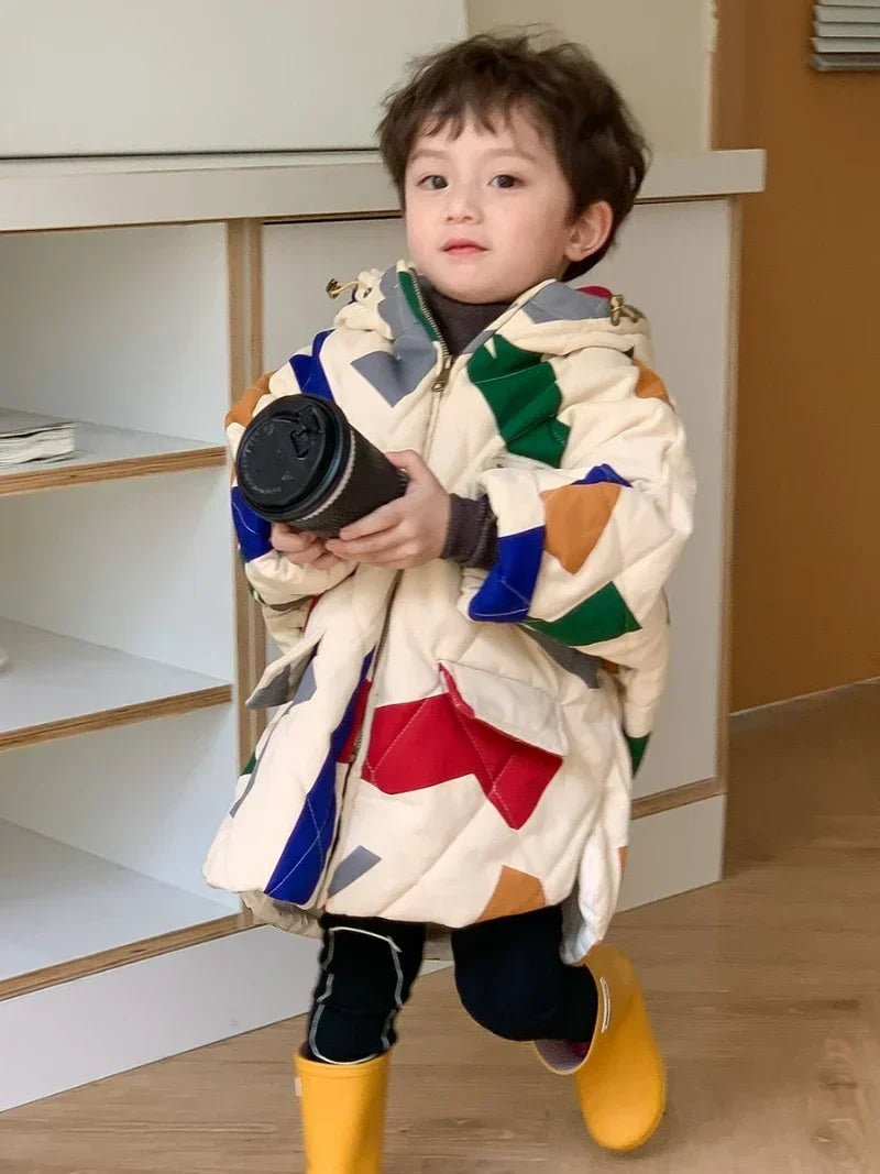 Koreaanse parka jas voor kinderen - Winterjas met geometrisch patroon - Bivakshop