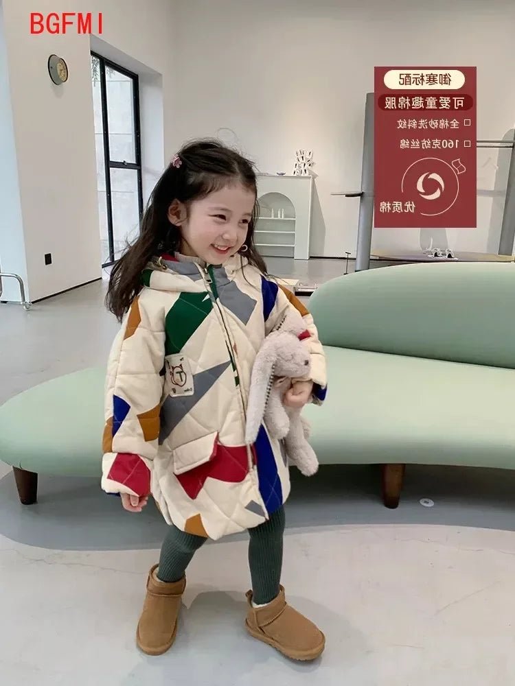 Koreaanse parka jas voor kinderen - Winterjas met geometrisch patroon - Bivakshop