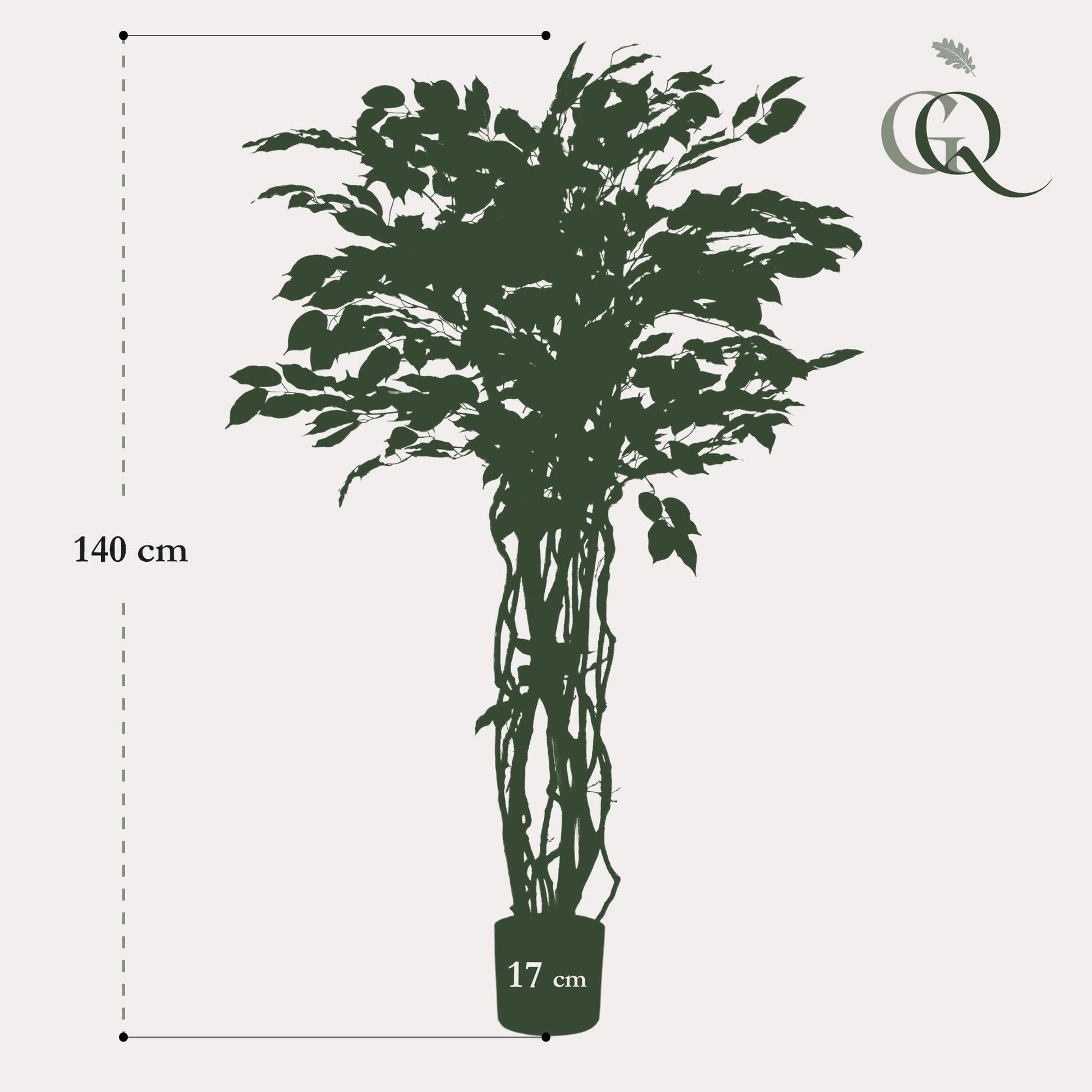 Kunstplant - Ficus Liana - Vioolbladplant - 140Cm - Bivakshop