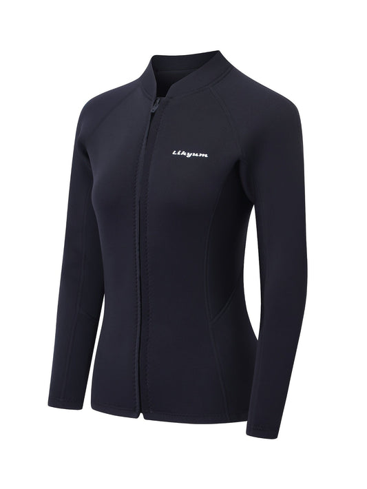 Lange mouw rits neopreen top 3mm - Medium stretch water sport top - Voor vrouwen - Bivakshop