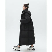 Extra lange dames winterparka met kap, warme katoenen jas