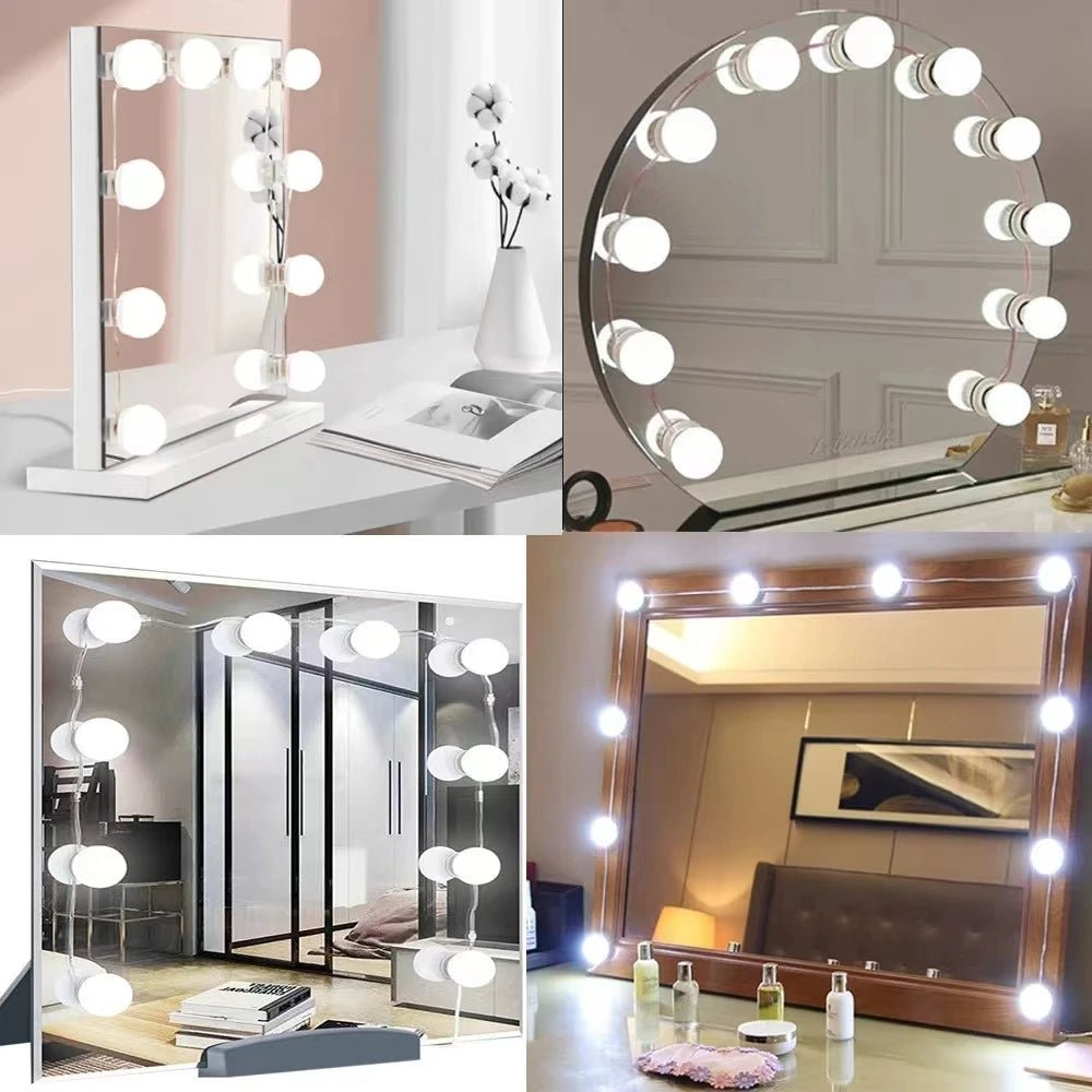 LED make - up spiegelverlichting - USB - aangedreven, dimbaar - Set van 10 lampen - Bivakshop