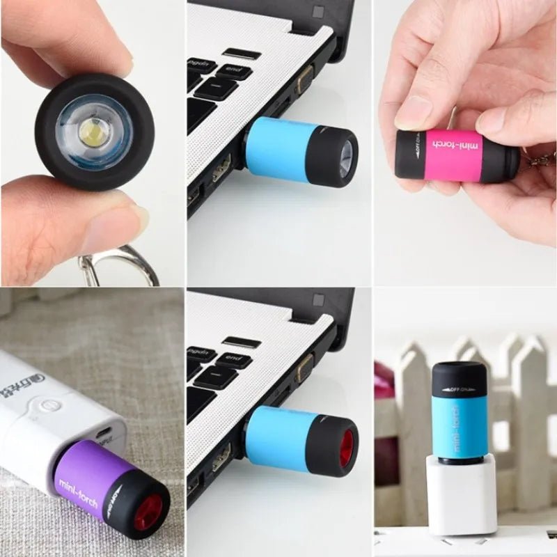 LED mini pocket zaklamp - USB - Draagbaar - Oplaadbaar - Sleutelhanger - Bivakshop