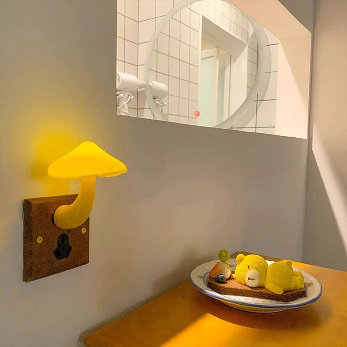 LED nachtlampje - Paddenstoel wandlamp met lichtsensor - EU/US plug voor slaapkamer en decoratie - Bivakshop